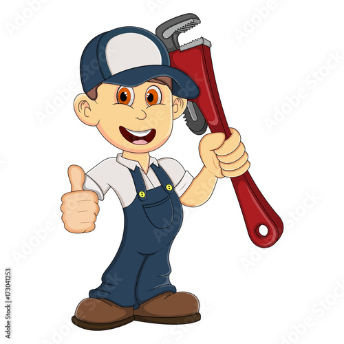 Cute Plumber Cartoon Stock Vector Adobe Stock