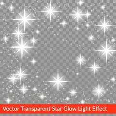 Wall Mural - star glow sparkling light effect isolated over checkered background