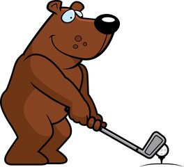 Wall Mural - Cartoon Bear Golfing