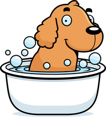 Canvas Print - Cartoon Cocker Spaniel Bath