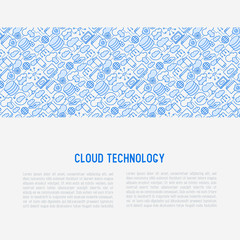 Wall Mural - cloud computing technology concept with thin line icons related to hosting, server storage, cloud ma