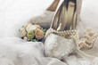 Arranged bridal shoes and accessories