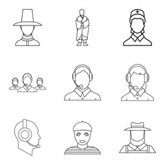 Poster - Trunk icons set, outline style