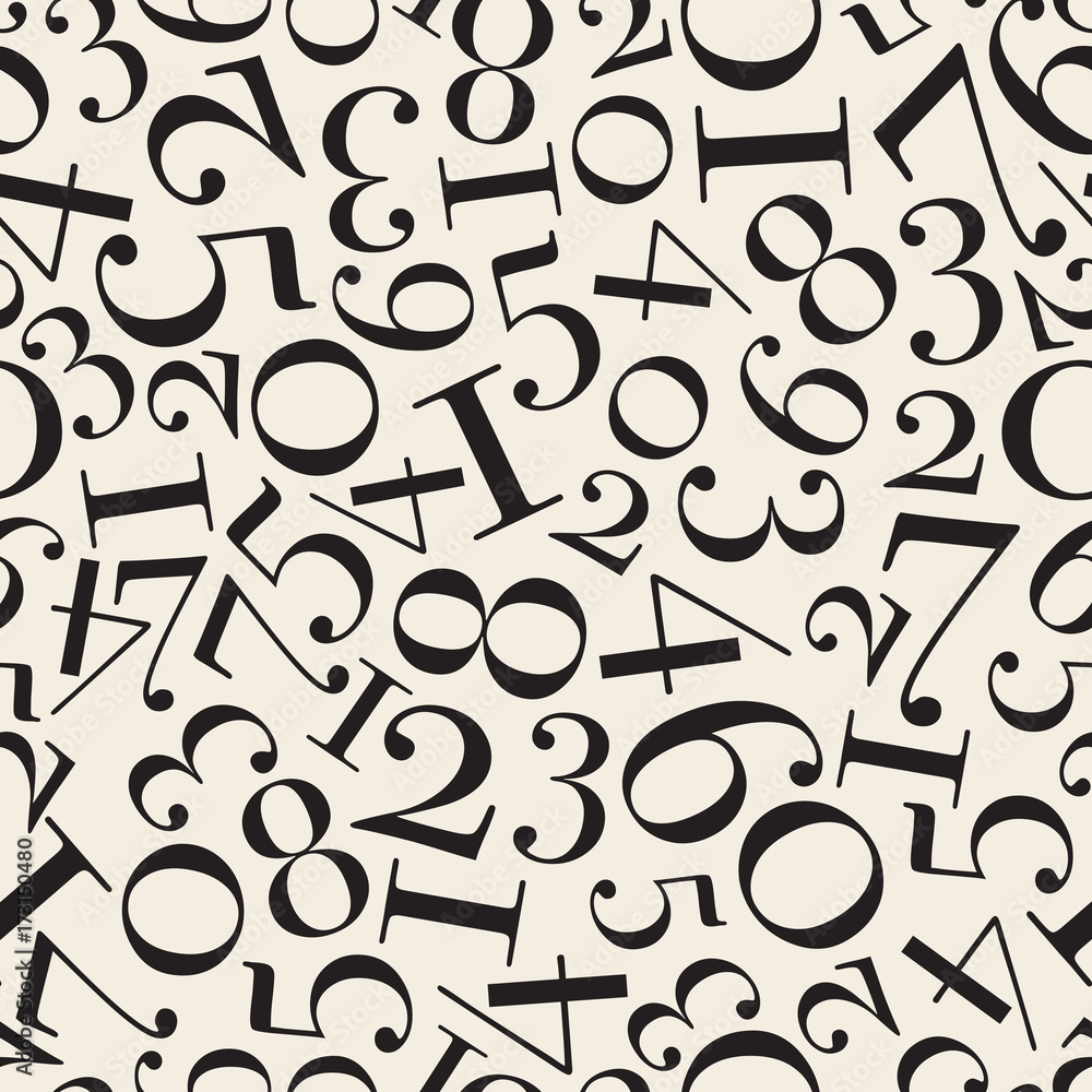 seamless monochrome number pattern background , circle border Stock ...