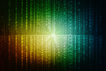 2d illustration abstract digital binary data on computer screen