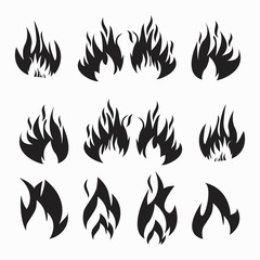 Wall Mural - Fire flames, set icons