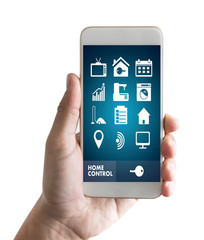 system app Remote home control system on phone Real estate concept