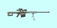 50cal Caliber Sniper Rifle Big Gun With Flat Style Illustration