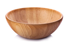 Wooden Bowl Isolated On White Background