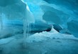 glacier deep blue ice cave in peru
