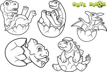 Sticker - cartoon baby dinosaur picture set