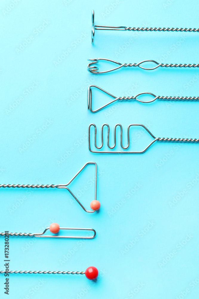 Set of logopedic probes for speech correction on color background
