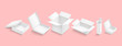 White box collection isolated on color background. Container for