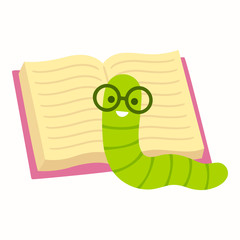 Sticker - Bookworm cartoon illustration