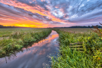 Sticker - HDR colorful Indian summer river landscape