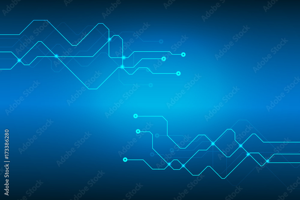 Blue Abstract Circuit Board Hi Technology Scifi Idea Concept Vector Background - obrazy, fototapety, plakaty 