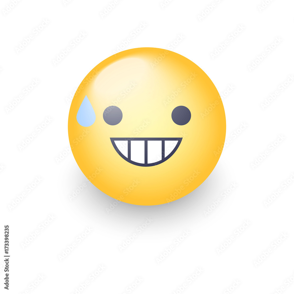 Smiling Face with Open Mouth and Cold Sweat. Smiling emoticon mood ...