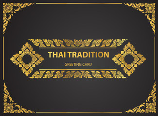 Thai art element Traditional design gold for greeting cards,book cover.vector