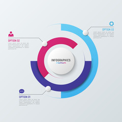 Wall Mural - Vector circle chart infographic template for data visualization. 3 options, steps, parts.