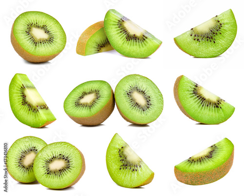 kiwi fruit isolated on white background Poster Mural XXL