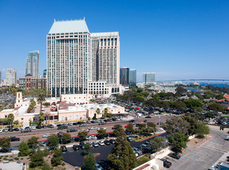 Wall Mural - SAN DIEGO - JULY 30, 2017: Panoramic aerial city view. San Diego attracts 20 million tourists annually