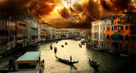 Wall Mural - Thunderstorm in Venice