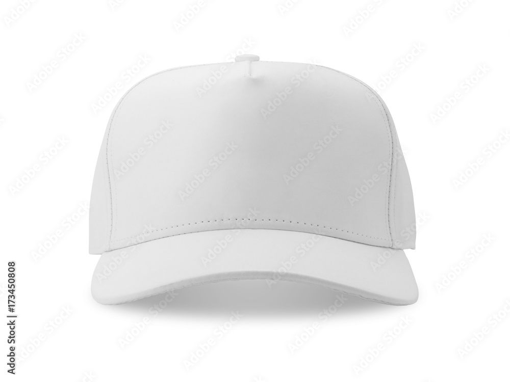 White baseball cap isolated on white background. - obrazy, fototapety, plakaty 
