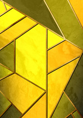 Wall Mural - Modern and stylish abstract design poster with golden lines and yellow geometric pattern.
