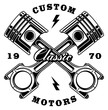 Vintage crossed pistons on white background