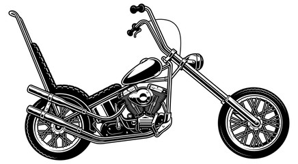 Classic american motorcycle on white background