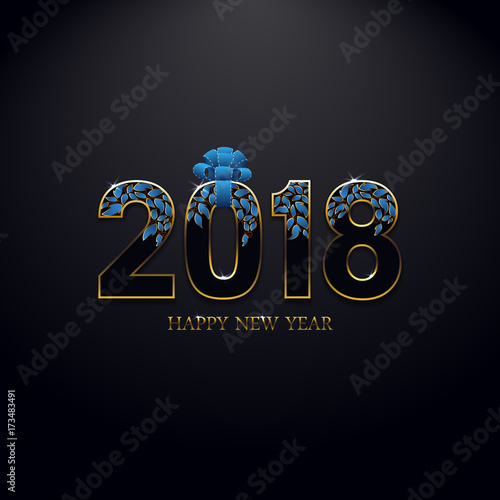 Happy New Year 2018 Greeting Elegant Gift Card Celebration Banner