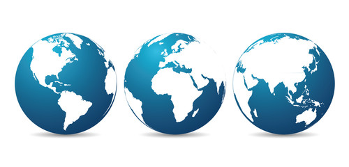 Wall Mural - globes with continents - vector