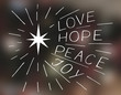 © red10 - Hand lettering Love, hope, peace, joy with star.