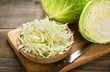 Fresh cabbage on the wooden table