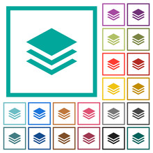 Layers Flat Color Icons With Quadrant Frames