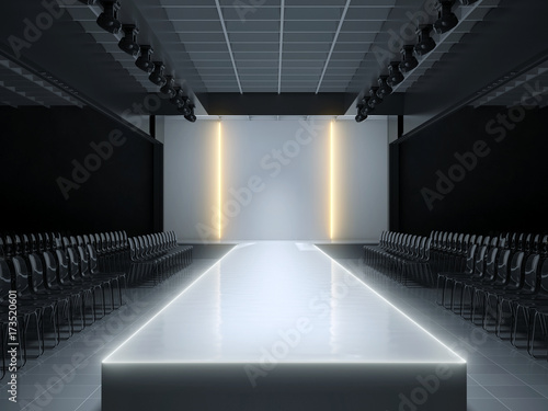 Empty fashion runway podium stage - 3d illustration Stock Illustration ...