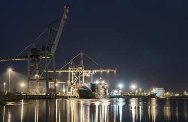 Wall Mural - seaport at night, panorama