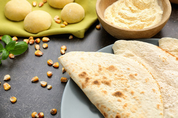 Sticker - Plate with delicious tortillas on kitchen table