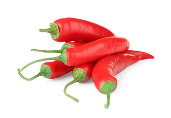Wall Mural - Chili peppers on white background
