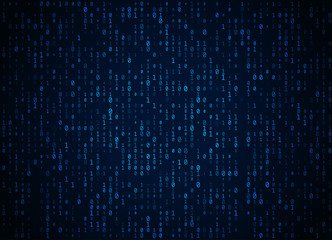 vector binary code dark blue background. big data and programming hacking, deep decryption and encry