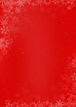 Winter Christmas Red Paper Background With Snowflake Border