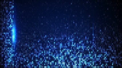 Wall Mural - scanning digital data blue hex code. abstract information technology concept. computer generated sea