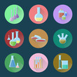 Chemical glassware set of icons.
