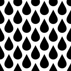 Wall Mural - Black rain drop seamless pattern background. Water and bad weather theme. Vector illustration.