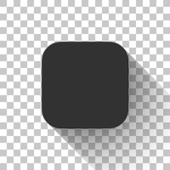 Black icon, blank button template, mock-up with flat designed shadow and transparent background for design concepts, apps, applications, internet sites, web, user interfaces, UI. Vector.