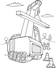 Wall Mural - Crane Construction Vector Illustration Art