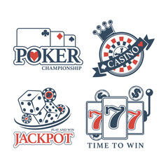 Wall Mural - Poker championship at casino isolated promotional emblems set