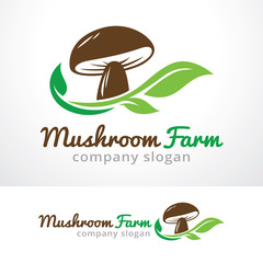 Wall Mural - Mushroom Farm Logo Template Design Vector, Emblem, Design Concept, Creative Symbol, Icon