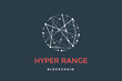 Logo for blockchain technology. Circle with connected lines for brand of smart contract block symbol. Graphic design for decentralized transactions and cryptocurrencies network. Vector Illustration