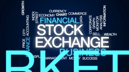 Wall Mural - Stock exchange animated word cloud, text design animation.